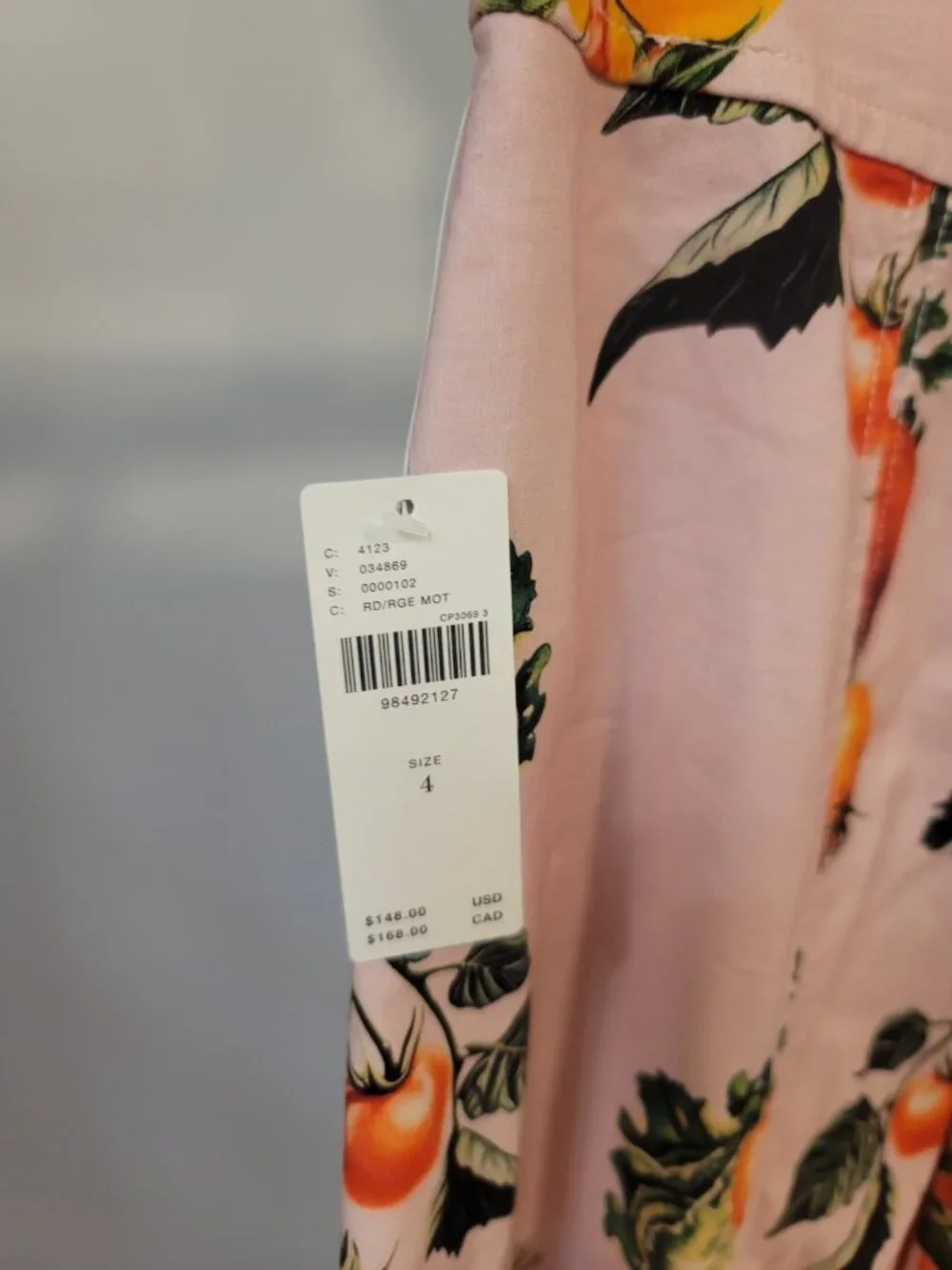 Anthropologie Maeve High-Rise Print Crop Wide-Leg Pants Pink Veggie Size 4 NWT